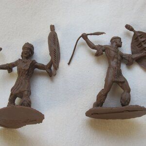 pair of 1960's Conte Collectibles 2" Plastic Zulu Warriors